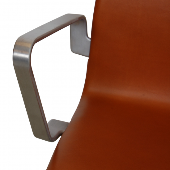 Arne Jacobsen Oxford office chair reupholstered in walnut aniline leather