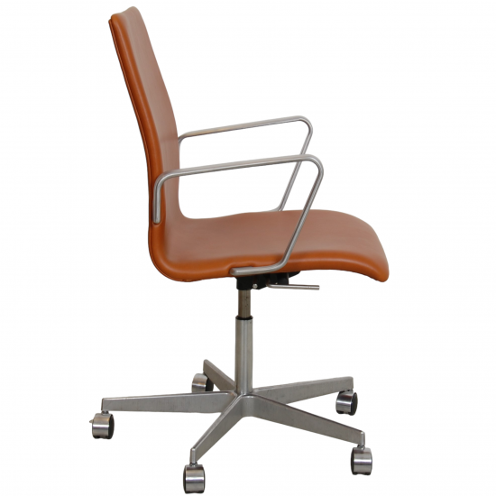 Arne Jacobsen Oxford office chair reupholstered in walnut aniline leather