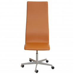 Arne Jacobsen high Oxford office chair reupholstered in Whisky colored Nevada leather