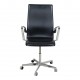 Arne Jacobsen Oxford kontorstol med mellemhøj ryg i sort originalt læder