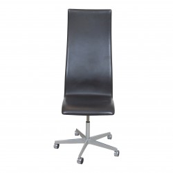 Arne Jacobsen høj Oxford kontorstol i originalt brun læder Arne Jacobsen høj Oxford kontorstol i originalt brun læder