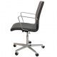 Arne Jacobsen Oxford office chair reupholstered in black Nevada leather, Chrome