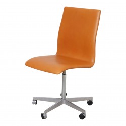 Arne Jacobsen Oxford office chair newly upholstered with cognac aniline leather Arne Jacobsen Oxford office chair newly upholstered with cognac aniline leather