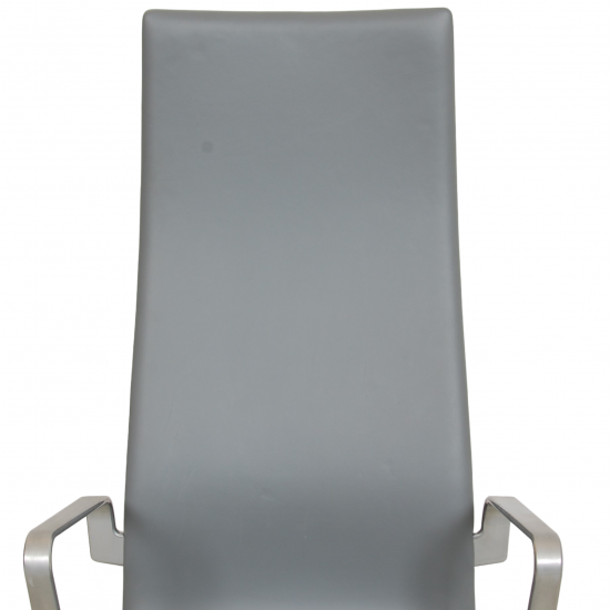 Arne Jacobsen Tall backed Oxford office chair in grey leather