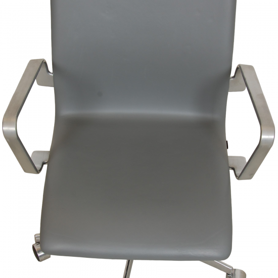 Arne Jacobsen Tall backed Oxford office chair in grey leather