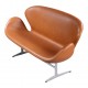 Arne Jacobsen Swan sofa newly upholstered with walnut aniline leather 