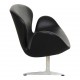 Arne Jacobsen Swan sofa newly upholstered in black aniline leather, old model