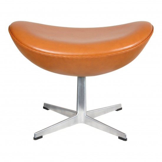 Arne Jacobsen Egg Footstool newly upholstered in cognac classic leather