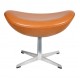 Arne Jacobsen Egg Footstool newly upholstered in cognac classic leather