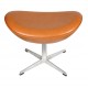 Arne Jacobsen Egg Footstool newly upholstered in cognac classic leather