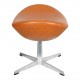 Arne Jacobsen Egg Footstool newly upholstered in cognac classic leather