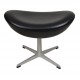 Arne Jacobsen Egg ottoman with black classic leather