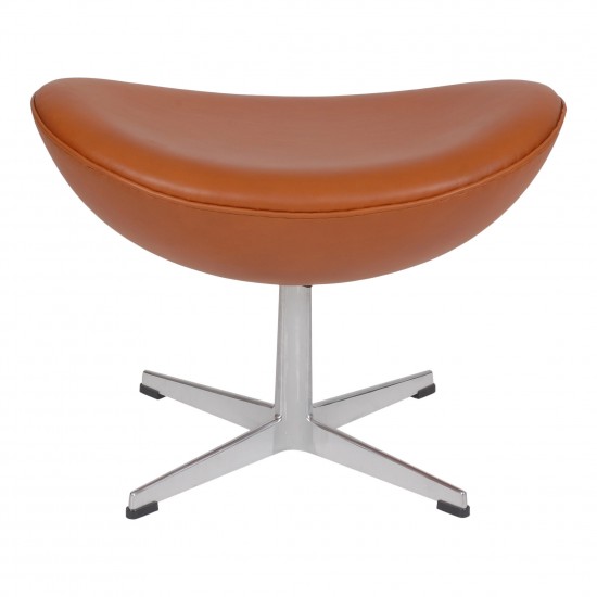 Arne Jacobsen Egg ottoman with walnut aniline leather