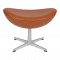 Arne Jacobsen Egg ottoman with walnut aniline leather