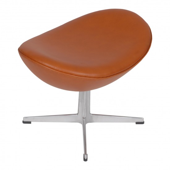 Arne Jacobsen Egg ottoman with walnut aniline leather