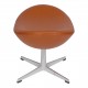 Arne Jacobsen Egg ottoman with walnut aniline leather