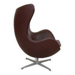 Arne Jacob Egg chair reupholstered in chocolate Nevada aniline leather Arne Jacob Egg chair reupholstered in chocolate Nevada aniline leather
