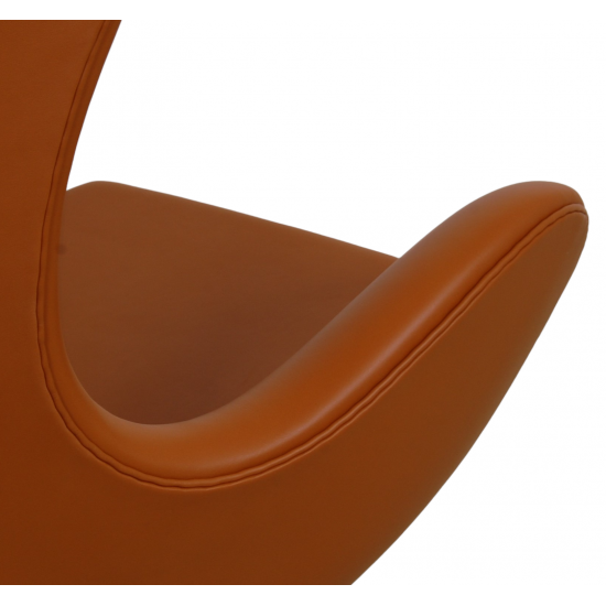 Arne Jacobsen Egg chair Reupholstered in whisky-colored Nevada aniline leather with repair