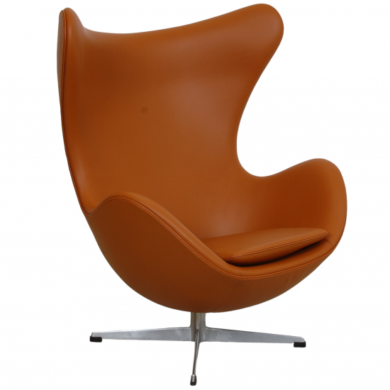  Arne Jacobsen Egg chair Reupholstered in whisky-colored Nevada aniline leather with repair