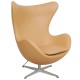 Arne Jacob Egg chair reupholstered in Nature Nevada aniline leather