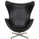 Arne Jacobsen Egg chair in black leather, Old version