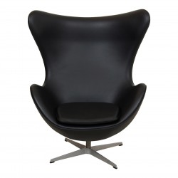 Arne Jacobsen The egg newly upholstered in black Nevada aniline leather Arne Jacobsen The egg newly upholstered in black Nevada aniline leather