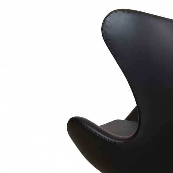 Arne Jacobsen The egg newly upholstered in black Nevada aniline leather