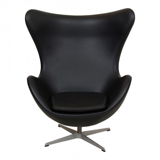 Arne Jacobsen The egg newly upholstered in black Nevada aniline leather