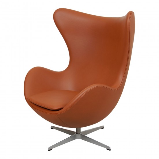 Arne Jacobsen Egg newly upholstered in Walnut Nevada aniline leather