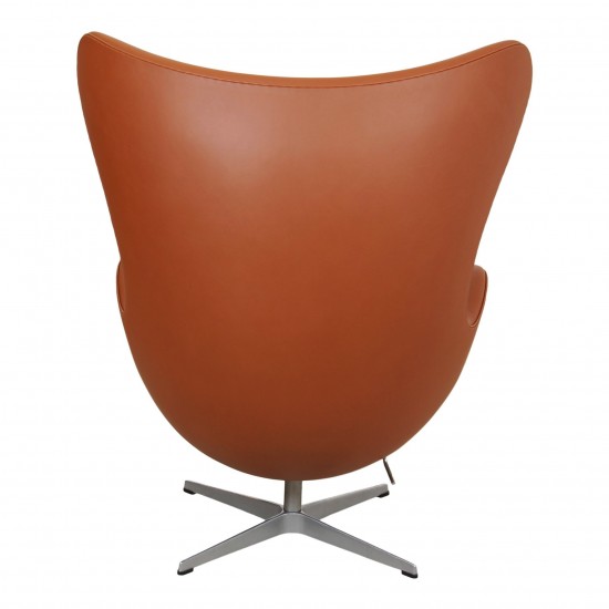 Arne Jacobsen Egg newly upholstered in Walnut Nevada aniline leather