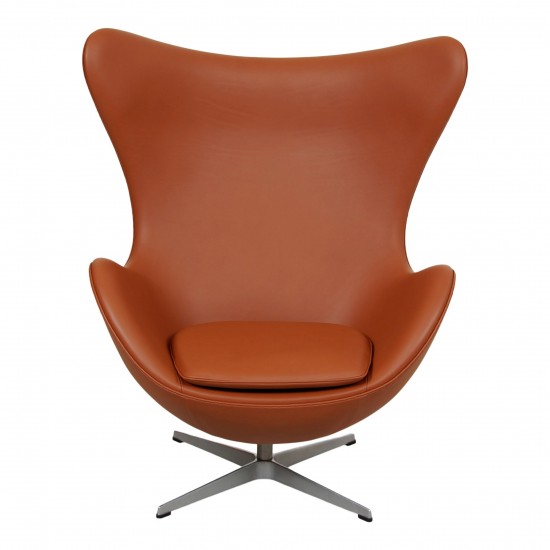 Arne Jacobsen Egg newly upholstered in Walnut Nevada aniline leather