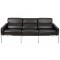 Arne Jacobsen 3-personers 3303 Sofa i patineret sort anilin læder