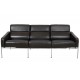 Arne Jacobsen 3-personers 3303 Sofa i patineret sort anilin læder