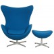 Arne Jacobsen Egg chair with ottoman in blue fabric