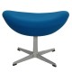 Arne Jacobsen Egg chair with ottoman in blue fabric