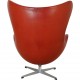 Arne Jacobsen vintage Egg chair with stool in indian red anilin leather