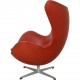 Arne Jacobsen vintage Egg chair with stool in indian red anilin leather