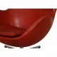 Arne Jacobsen vintage Egg chair with stool in indian red anilin leather
