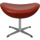 Arne Jacobsen vintage Egg chair with stool in indian red anilin leather