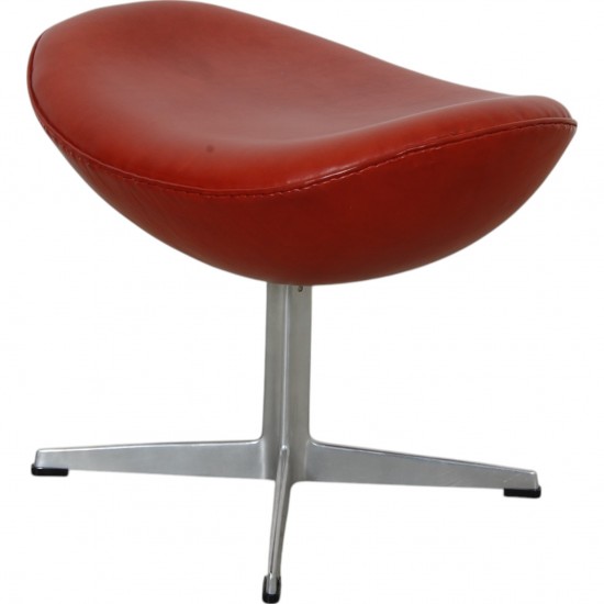 Arne Jacobsen vintage Egg chair with stool in indian red anilin leather