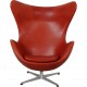 Arne Jacobsen vintage Egg chair with stool in indian red anilin leather