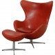 Arne Jacobsen Egg chair with stool in indian red anilin leather