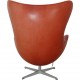 Arne Jacobsen Egg chair with stool in indian red anilin leather