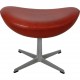 Arne Jacobsen Egg chair with stool in indian red anilin leather