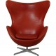 Arne Jacobsen Egg chair with stool in indian red anilin leather