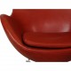 Arne Jacobsen Egg chair with stool in indian red anilin leather