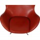 Arne Jacobsen Egg chair with stool in indian red anilin leather