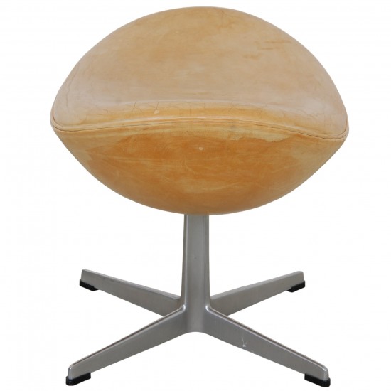 Arne Jacobsen Egg footstool in patinated natural leather