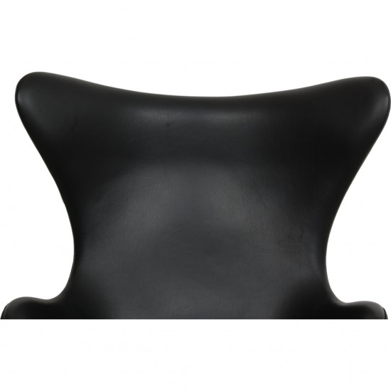Arne Jacobsen Ægget stol i sort Aura læder