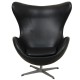 Arne Jacobsen Egg chair in patinated black leather